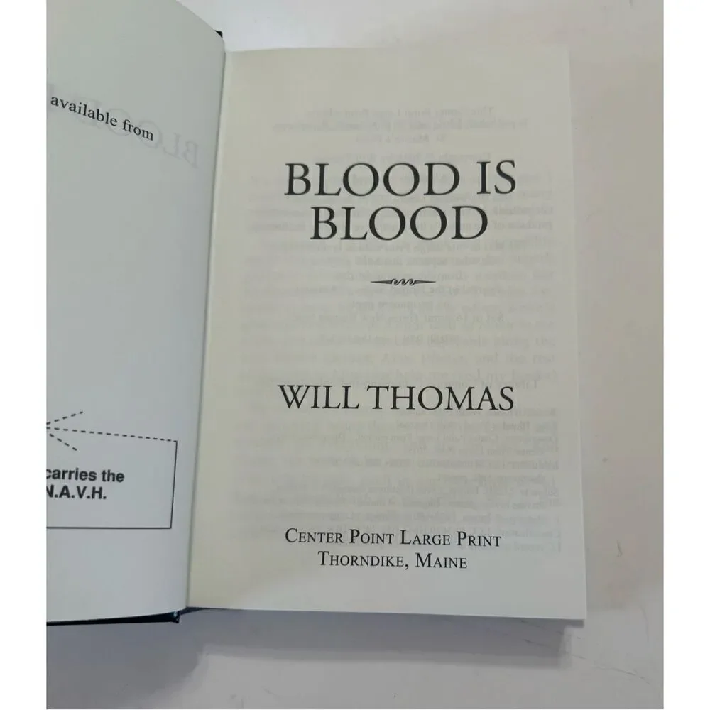 BLOOD IS BLOOD by WILL THOMAS (2018, Hardcover, LARGE PRINT)